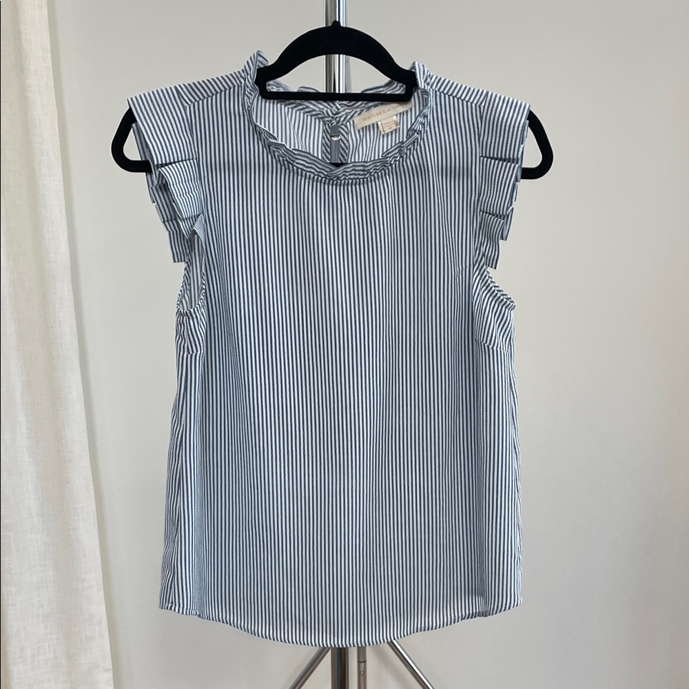 Elegant Striped Ruffle Sleeve Blouse